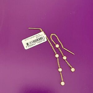 Chic Gold Chain Drop Earrings with Crystal Accents